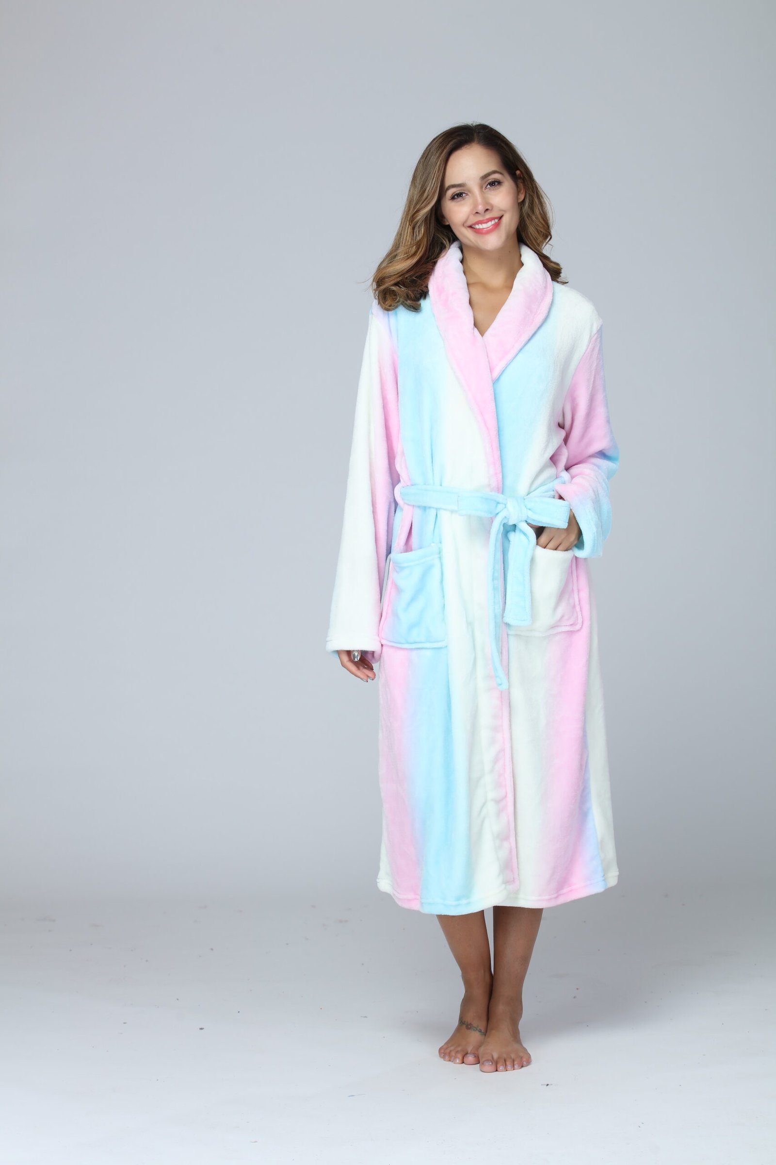 RONGTAI Womens Long Robes Plush Fleece Nightgown Thick Hooded Bathrobe With Pockets Fluffy Sleepwear For Men - Image 7
