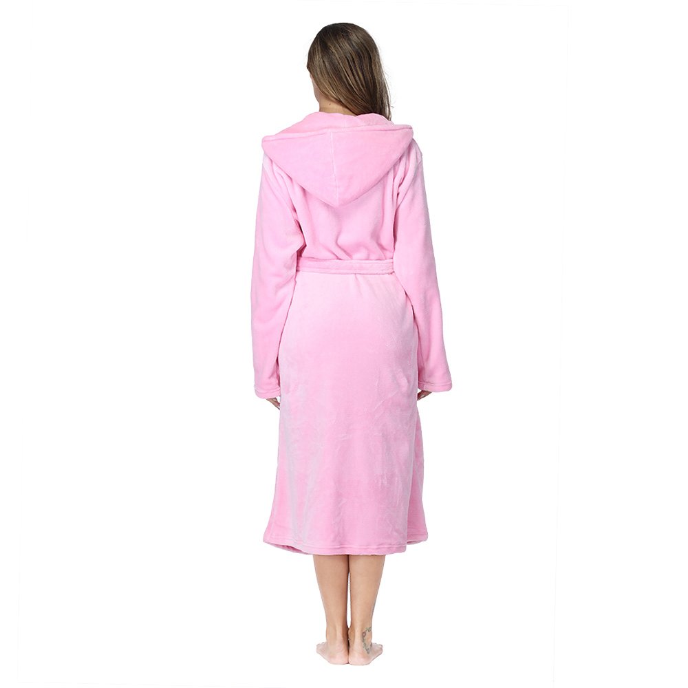 RONGTAI Womens Long Robes Plush Fleece Nightgown Thick Hooded Bathrobe With Pockets Fluffy Sleepwear For Men - Image 4