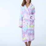 RONGTAI Womens Long Robes Plush Fleece Nightgown Thick Hooded Bathrobe With Pockets Fluffy Sleepwear For Men