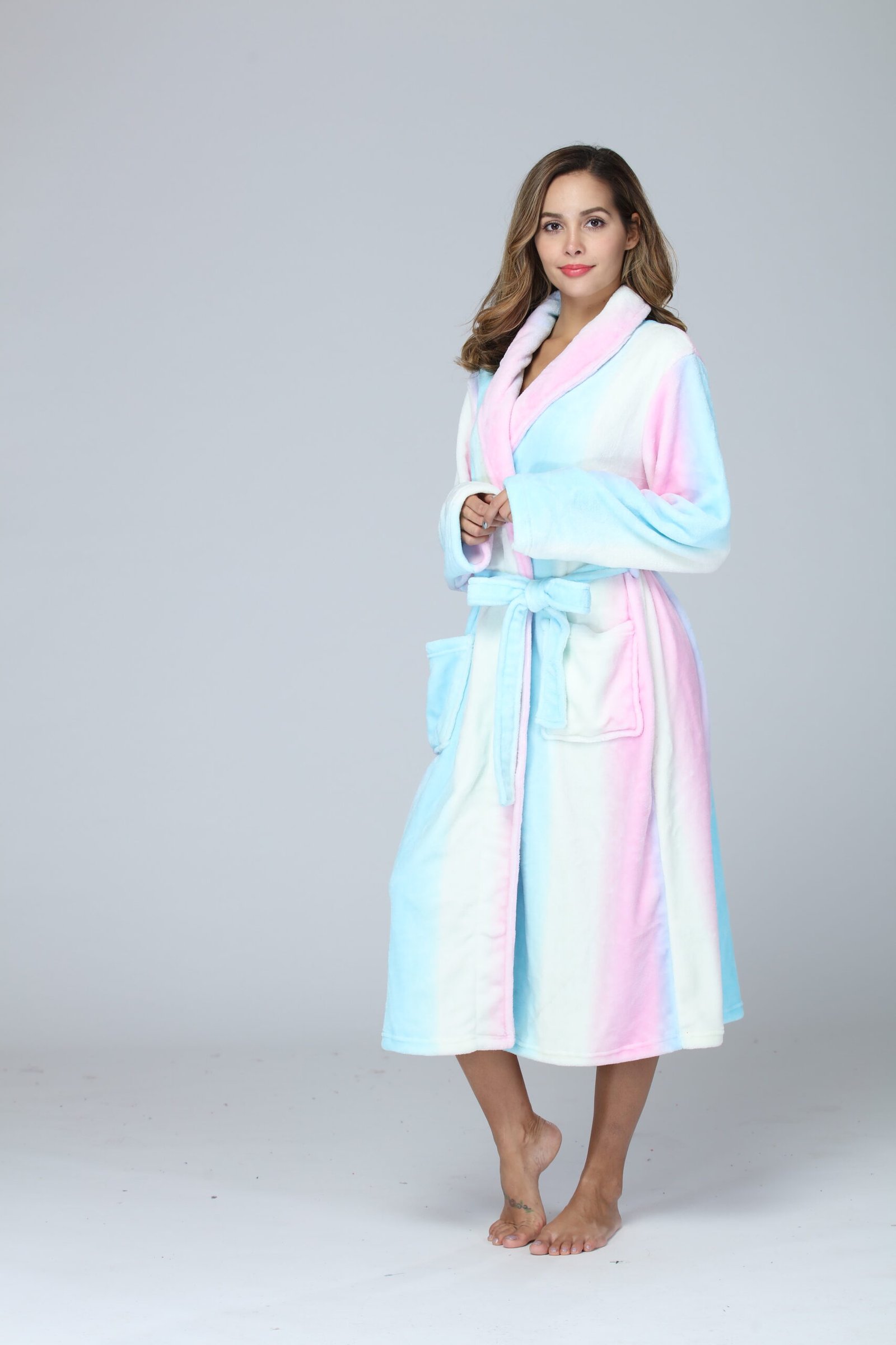 RONGTAI Womens Long Robes Plush Fleece Nightgown Thick Hooded Bathrobe With Pockets Fluffy Sleepwear For Men - Image 8