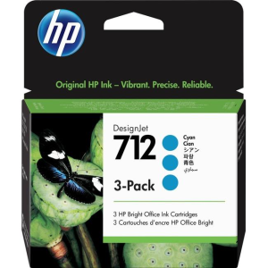 3ED77A HP Inc. HP 712 Cyan Ink Cartridge 3-Pack