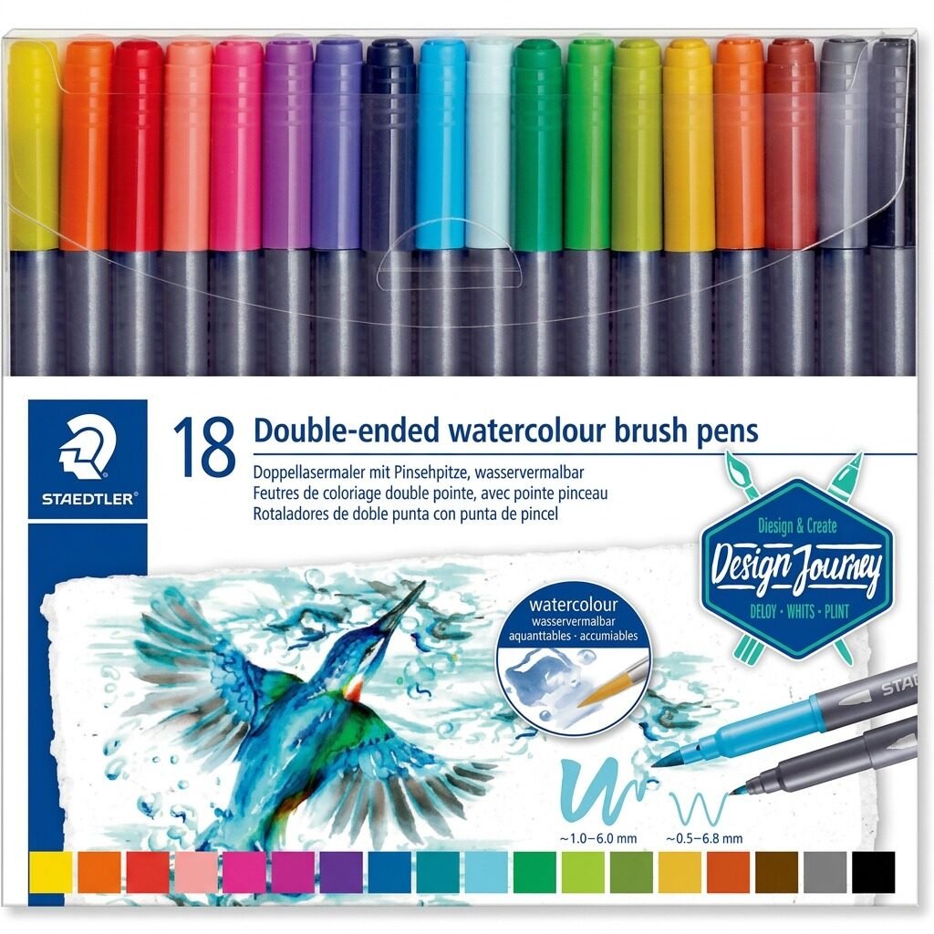 3001-TB18-02 STAEDTLER Double-ended watercol. brush 18pcs