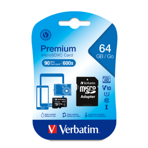 44084 Verbatim Verbatim 64GB Prem MicroSDXC UHS-I V10 Cls10