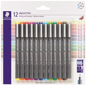308SBK12A6 STAEDTLER Pigment Liner 0.5 mm assorted colours