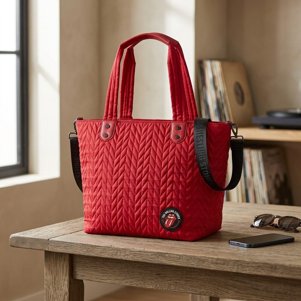 TTE6073RS-RED Bugatti QUILTED NYLON TOTE BAG WITH ADJUSTABLE