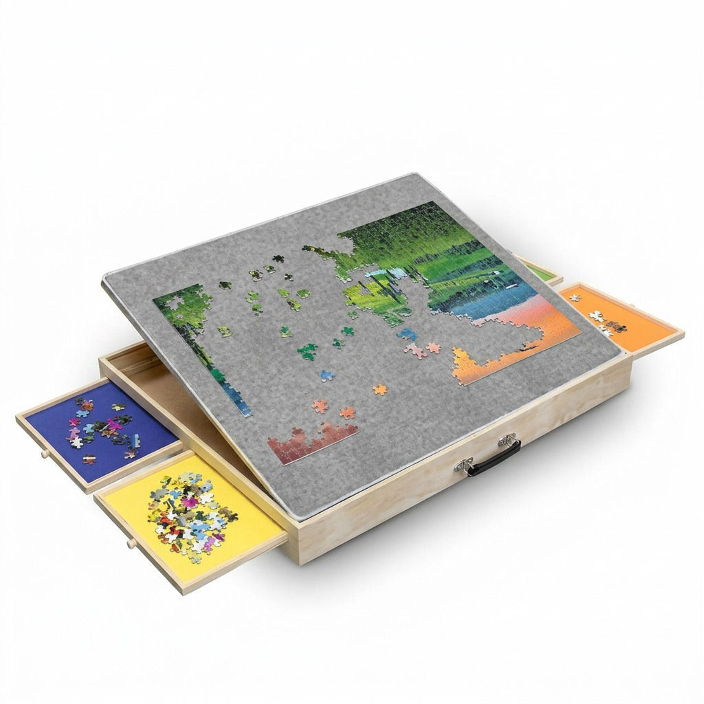 EB-PZ-022 Puzzle Ready Tilting Puzzle Board with Drawers and
