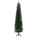 6FT Artificial Snow Dipped Christmas Tree Xmas Pencil Tree Holiday Home Indoor Decoration With Foldable Black Stand, Green