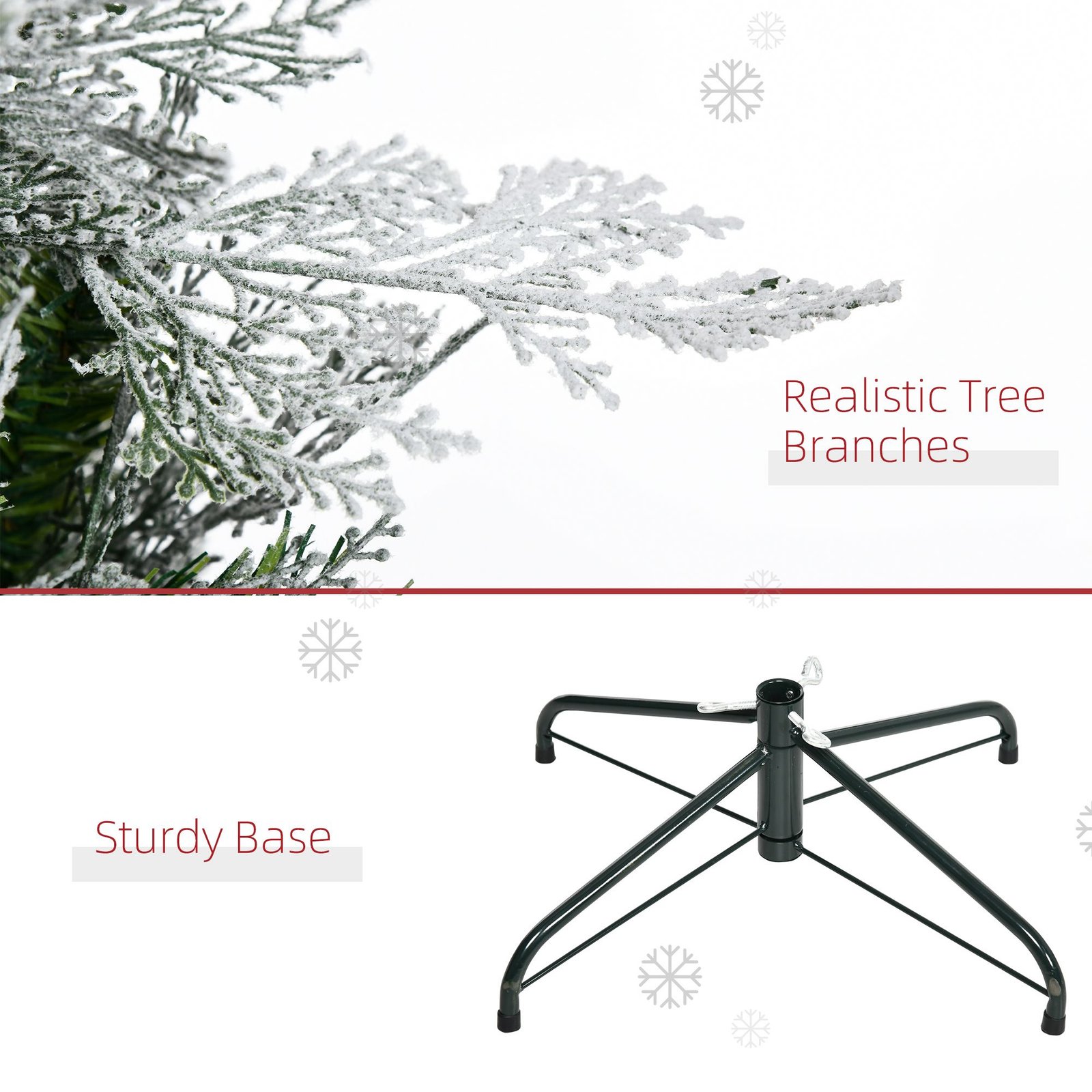 7.5 Feet Pencil Snow Flocked Artificial Christmas Tree With 880 Realistic Cypress Branches, Auto Open, Green - Image 4