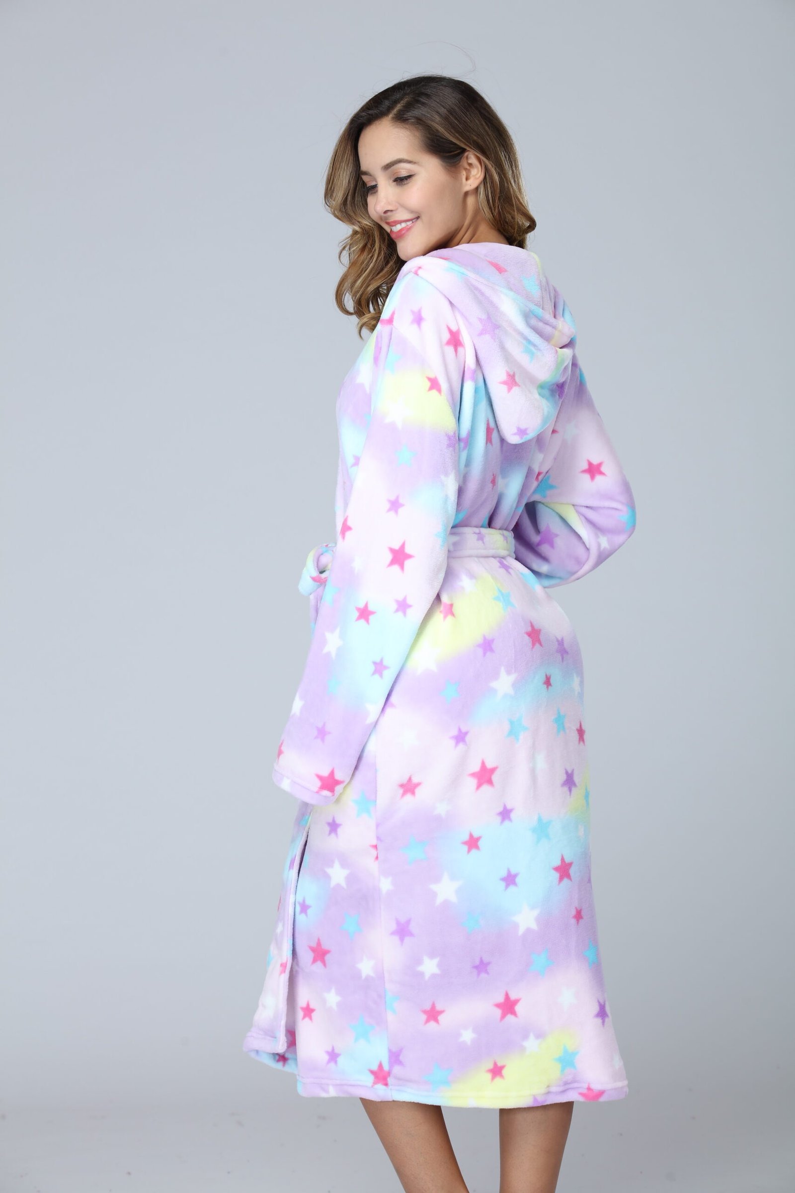 RONGTAI Womens Long Robes Plush Fleece Nightgown Thick Hooded Bathrobe With Pockets Fluffy Sleepwear For Men - Image 8