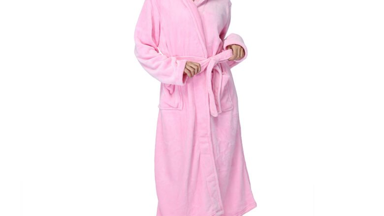 RONGTAI Womens Long Robes Plush Fleece Nightgown Thick Hooded Bathrobe With Pockets Fluffy Sleepwear For Men