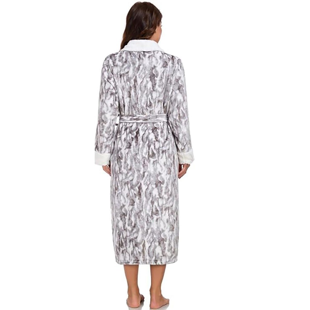 RONGTAI Womens Long Robes Plush Fleece Nightgown Thick Hooded Bathrobe With Pockets Fluffy Sleepwear For Men —