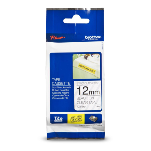 TZES131 Black On CLEAR, 12MM Laminated Strong Adhesive Ind