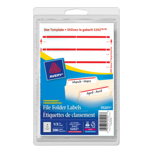 5201 Filing LABELS, 3 1/2" X 5/8", SHEETS, PERMANENT, Red