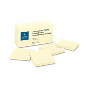 Adhesive NOTES, 3" X 3", YELLOW, REPOSITIONABLE, 12/PK