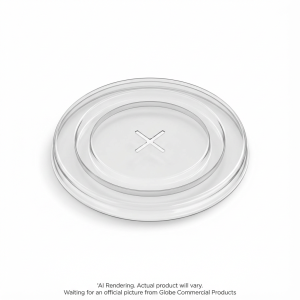 6521 Globe Commercial Products Clear PET Flat Lids with Hole